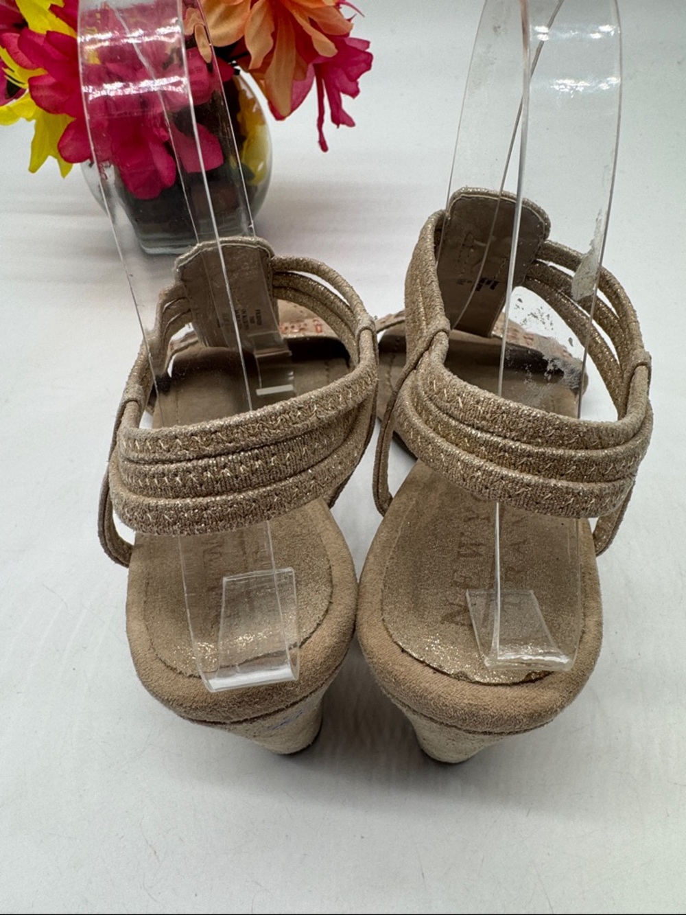 New York Transit Friendship Tan Wedge Sandals with Gem T-Strap Size 10 MCW9872B - Picture 3 of 8